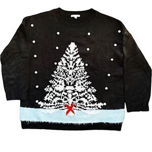 Notations Christmas Tree Ugly Sweater Nwt PlusSize 1X Navy Blue